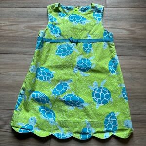 Lilly Pulitzer Lime Green Dress with Aqua Turtle Design